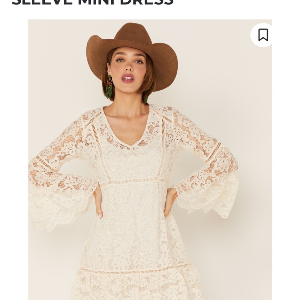 Honey Creek by Scully Women’s Lace Crochet Long Sleeve Mini Dress overlay only.